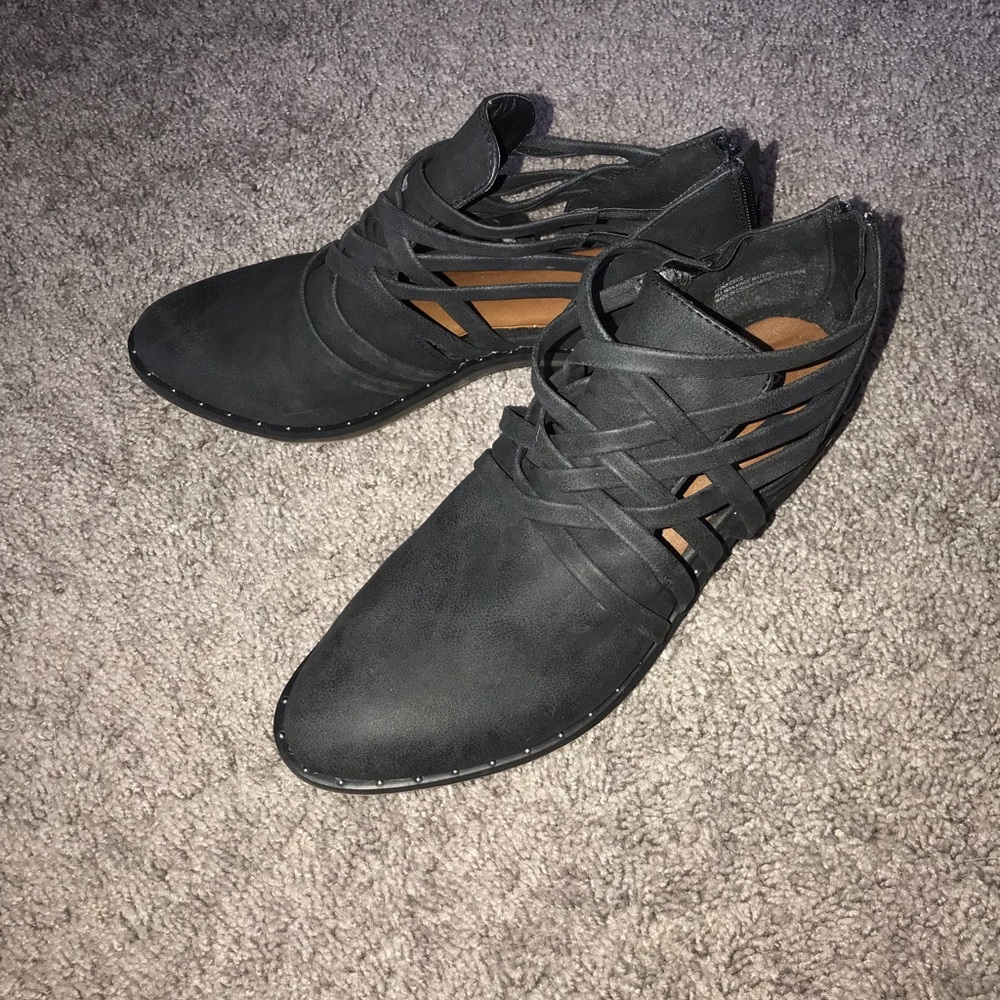 Maurices strapped ankle booties